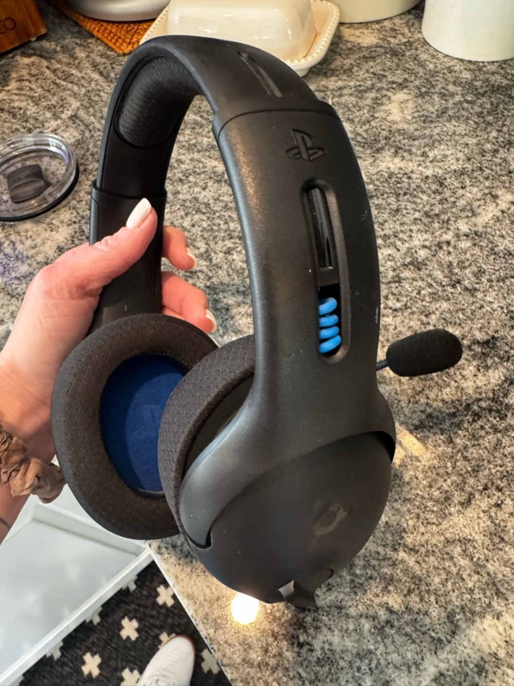 Sony Black and Blue Wireless Gaming Headset with Boom Mic